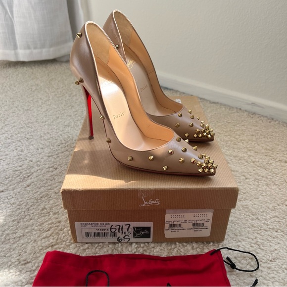 Christian Louboutin Degraspike 120mm in Nude / Gold - Picture 3 of 7